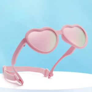 Heart-Shaped Silicone Frame Polarized Baby Sunglasses for Ages 0-3