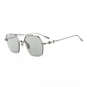 Hexagon Half-Rim Oversized Sunglasses for Men and Women with Customizable Design