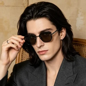 Hexagonal TR90 Sunglasses with Metal Frames UV400