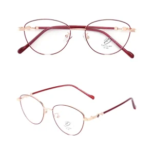 High End Designer Cat Eye Anti Blue Light Optical Glasses Women Red Frame Youth Size Reading Lightweight Portable Acetate