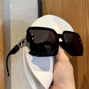 High End Square Fashion Street Sunglasses Unisex Anti UV Rimless Optical Lenses Transparent White PC Trendy Design Outdoor Use