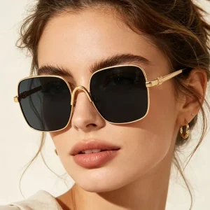 High End Women Fashion Oversized Sunglasses Metal Full Rim Sun Shades Perfect for Hiking Beach Vacations Outdoor Activities