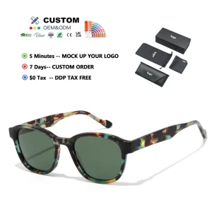 High-Grade New Vintage Oval Round Cool Design Small Frame Full Rim Acetate Sunglasses Fashion Unisex UV400 Protection Women