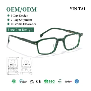 High Quality Acetate Eyeglasses Frames Unisex Square Optical Glasses Custom Logo