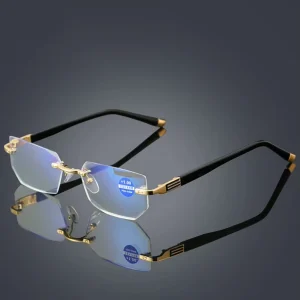 High Quality Anti Blue Light Reading Glasses New Slim Metal Fashionable Presbyopia Glasses with Blue Frame for Elderly