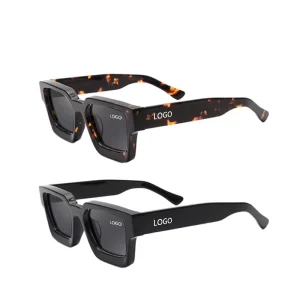 High Quality Custom Logo Polarized Eyewear Retro Luxury Square Thick Acetate Shades Sunglasses for Men and Women