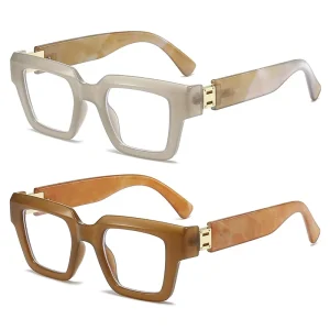 High Quality Designer Optical Frame Anti-Blue Light Glasses Retro Marble Pattern Square Thick-Rimmed Eyeglasses Frames Women