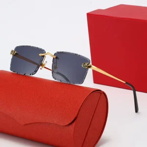 High Quality Designer Sunglasses Diamond Cut Rimless UV400 Protection Retro Style Branded Eyewear