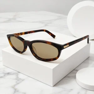 High Quality Fashion Retro Newest Tortoise Small Frame Brown Lens Logo Custom Acetate Sunglass for Women