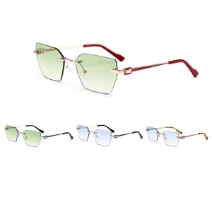 High Quality New Cut Lens Gradient Sunglasses Square Rimless Gafas De Sol