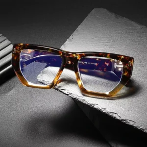 High Quality Oversized Square Optical Fashion Influencer Style Wide Color Blocking Anti Blue Light Reading Glasses Frames