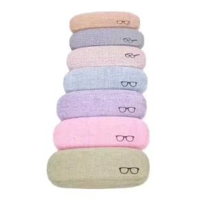 High Quality PU Linen Hard Glasses Case with Custom Printed Logo Rectangle Shape Personalized Optical Glasses Package
