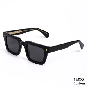High Quality Polarized Sunglasses Classic Black Square Full Rim Acetate Frames Light Weight Custom Logo UV400 Protection 1pc