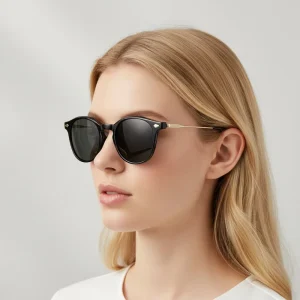 High Quality Polarized TR 90 Full Rim Round Sunglasses with % UV Protection Clear Transparent Frame Fashion Unisex Adult