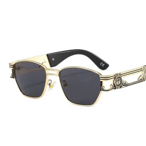 High Quality Retro square New Unisex lion Head Sunglasses Man Luxury Brand Ray Band Sunglasses Metal Vintage Sunglasses