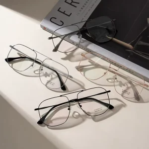 High Quality Stylish Eyewear Double Beam Design Metal Eyeglass Frames for Men and Women