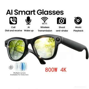 Hight Quality 4K HD AI Smart Glasses Storage 800MP Camera WiFi Transfer BT Call Chat GPT Voice Assistant Smart Sunglasses