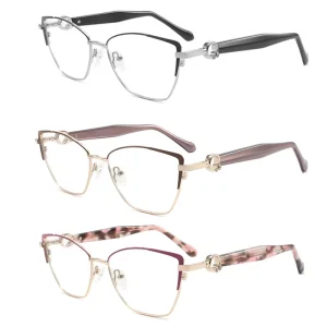 Hollow Metal Optical Eyeglass Frames for Women with Myopia