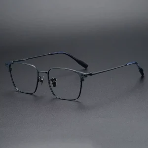 Horn Titanium Square Prescription Optical Eyeglass Frame for Men