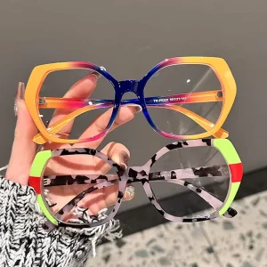 Hot Fashion Candy Color TR90 Eyeglasses Frames Custom logo Retro Blue Light Blocking Glasses Women Luxury Lenses