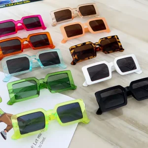 Hot Fashion Trendy Vendors Boutique Women Small Pink Square Rectangle Frames Shades Sun Glasses Sunglasses