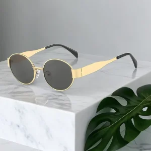 Hot Oval Unisex Gold Sunglasses Fashion Design High End UV400 Protection for Summer