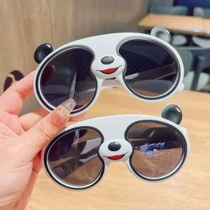 Hot Sales Cute Trendy Bear Panda Sunglasses Children Fashion Cartoon Polarized Light White Frame Panda Animals Design for Kid