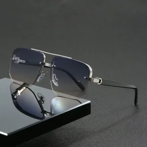 Hot Style Double Bridge Square Sunglasses Personality Simple Semi Frame Pilot Fashion Sunglasses for Men and Women PL01