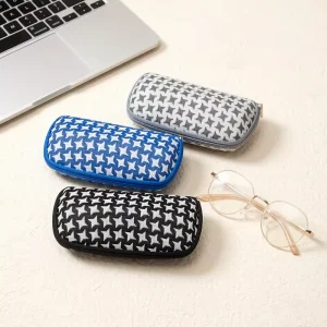 Houndstooth EVA Zipper Protective Glasses Case for Sunglasses and Optical Frames