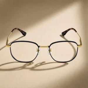 IP Titanium Black Gold Glossy Polygon Eyeglass Frames Optical Spectacle Frames