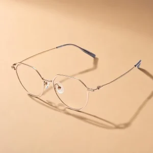 IP Titanium Gold Glossy Polygon Eyeglass Frames Optical Spectacle Frames