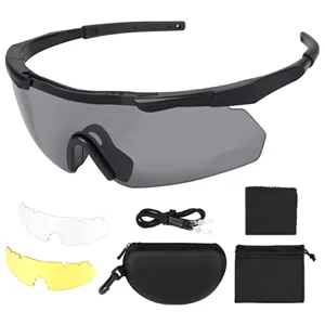 Impact Resistant Tactical Eyewear with 3 Interchangeable Lenses for Cycling Motorcycle and Shooting