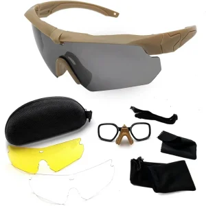 Imported Tactical Eyewear Outdoor Unisex Glasses with 3 Interchangeable Lenses Goggles