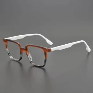 Irregular Acetate Eyeglass Frames Blue White Colorful Print