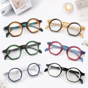 Irregular Rectangle Colorful Double-Rim Acetate Optical Frames for Women