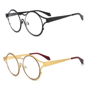 JD9005 One-Piece Metal Optical Eyeglass Frames with Glass Lenses for Men
