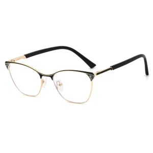 JTG012 Cat Eye Prescription Eyeglasses with Blue Light Blocking Metal Frame