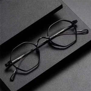 Japan Design Classic Ultra Light Titanium Optical Frame Retro Men’s Hexagonal Pure Titanium Eye Glass Frame