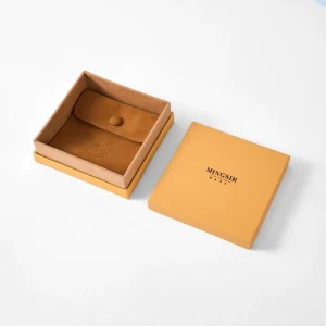 Jewelry Packaging Box with Suede Pouch Rigid Lid and Base Gift Box for Necklace Bracelet