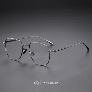 Jiojew Premium Vintage Retro Prescription Titanium Eyeglasses Vacuum IP Men Square Eye Glasses Optical Frame Spectacles