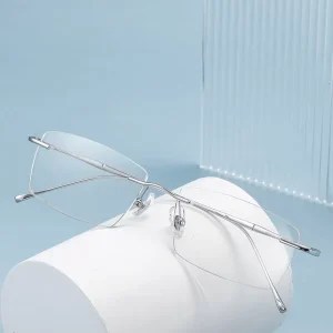 Jiojew Pure Titanium Frameless Spectacles Rimless Eyewear Optical Glasses Frames for Men