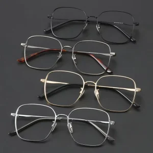 Jiojew Retro Titanium Square Eyeglasses Men Women Spectacle Gold Plated Eyewear Eye Glasses Optical Frame