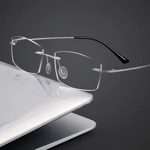 Jiojew Super Light Titanium Rimless Prescription Myopia Spectacles Frames Eye Glasses Eyewear Optical Frame