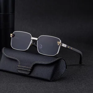KAJILA Retro Designer Custom Logo Rectangle Metal Frame Wood Grain Colors Temples UV400 Shades Sun Glasses Sunglasses for Men