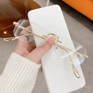 KLX Fashion Vintage Style High Quality Anti Blue Light Small Square Rimless Reading Clear Glasses Eyewear Luxury Optical Frames