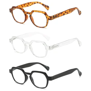 KX009 Slim PC Square Frame Women’s Reading Glasses, Corrective, Minus 250 Presbyopia, Flexible