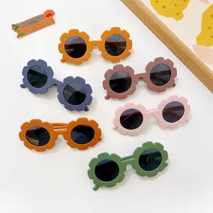 Kenbo Eyewear New Sunflower Cute Kids Sunglasses UV400 Fashionable Baby Sun Glasses for Boys and Girls White PC Frame