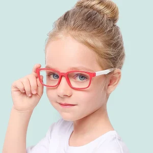 Kids Anti-Blue-Light Glasses Silicone Frame Clear Lens