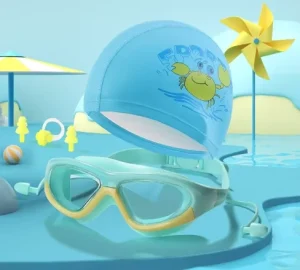 Kids Blue Swimming Goggles Anti-Fog Waterproof