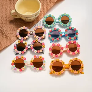 Kids Flower Round Sunglasses for Toddlers and Children